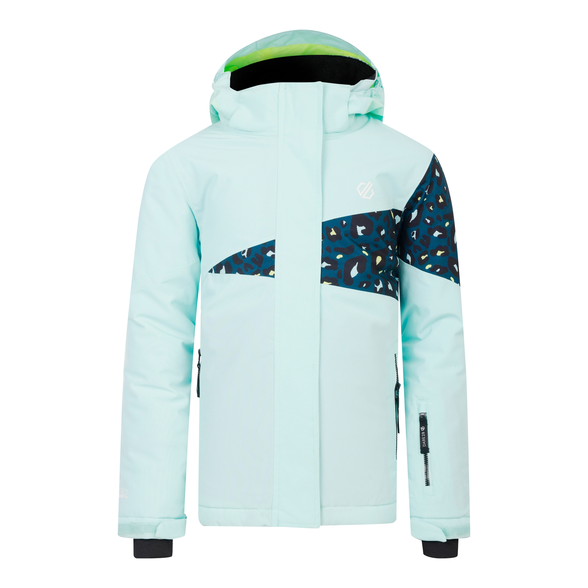 Dare 2b Kids Water-repellent Humour III Ski Jacket Blue Cheetah Print, Size: 3-4 Years