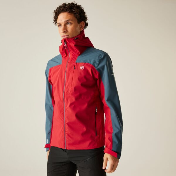 Dare 2b Water Repellent Men's Red Colourblock Diluent Recycled Waterproof Jacket, Size: XL