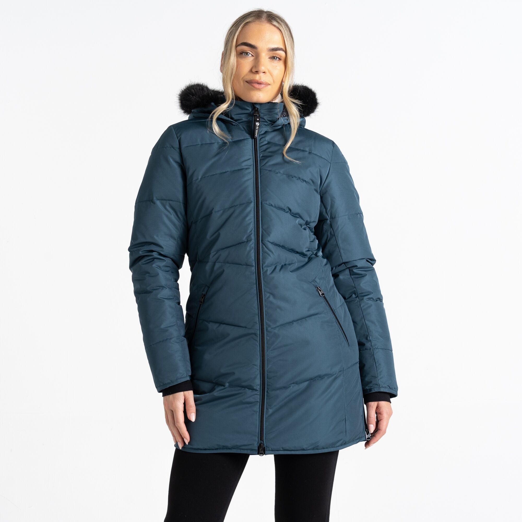 Dare 2b Women's Water Repellent Striking III Mid Length Padded Jacket Orion Grey, Size: 10