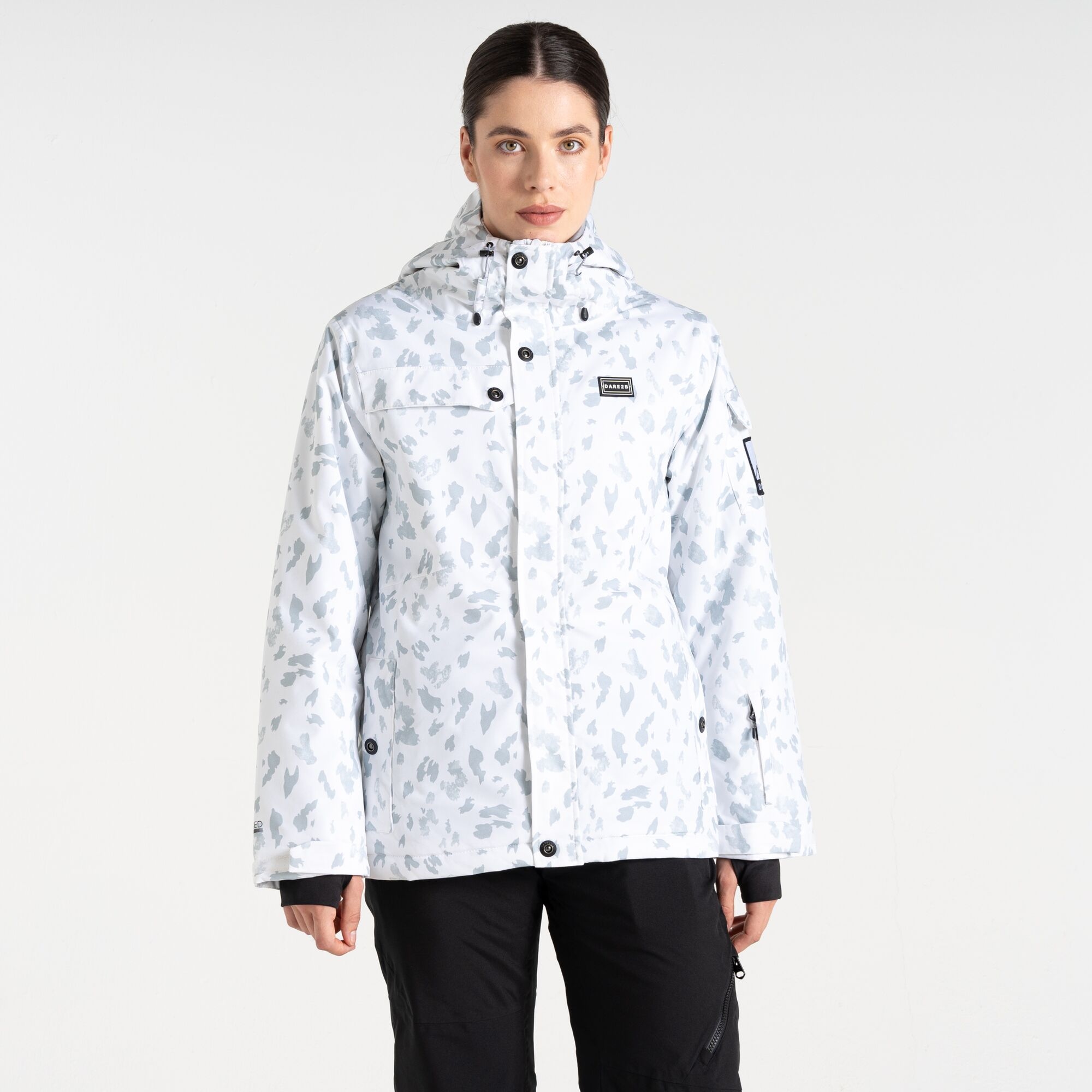 Dare 2b Women's Water-repellent Ski Life Jacket White Dash Print, Size: 12