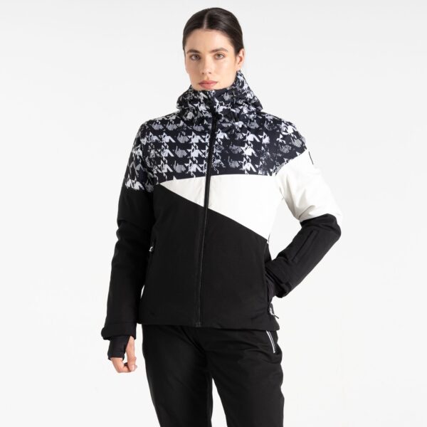 Dare 2b Women's Water-repellent Ice III Ski Jacket Black Dogtooth Print, Size: 14