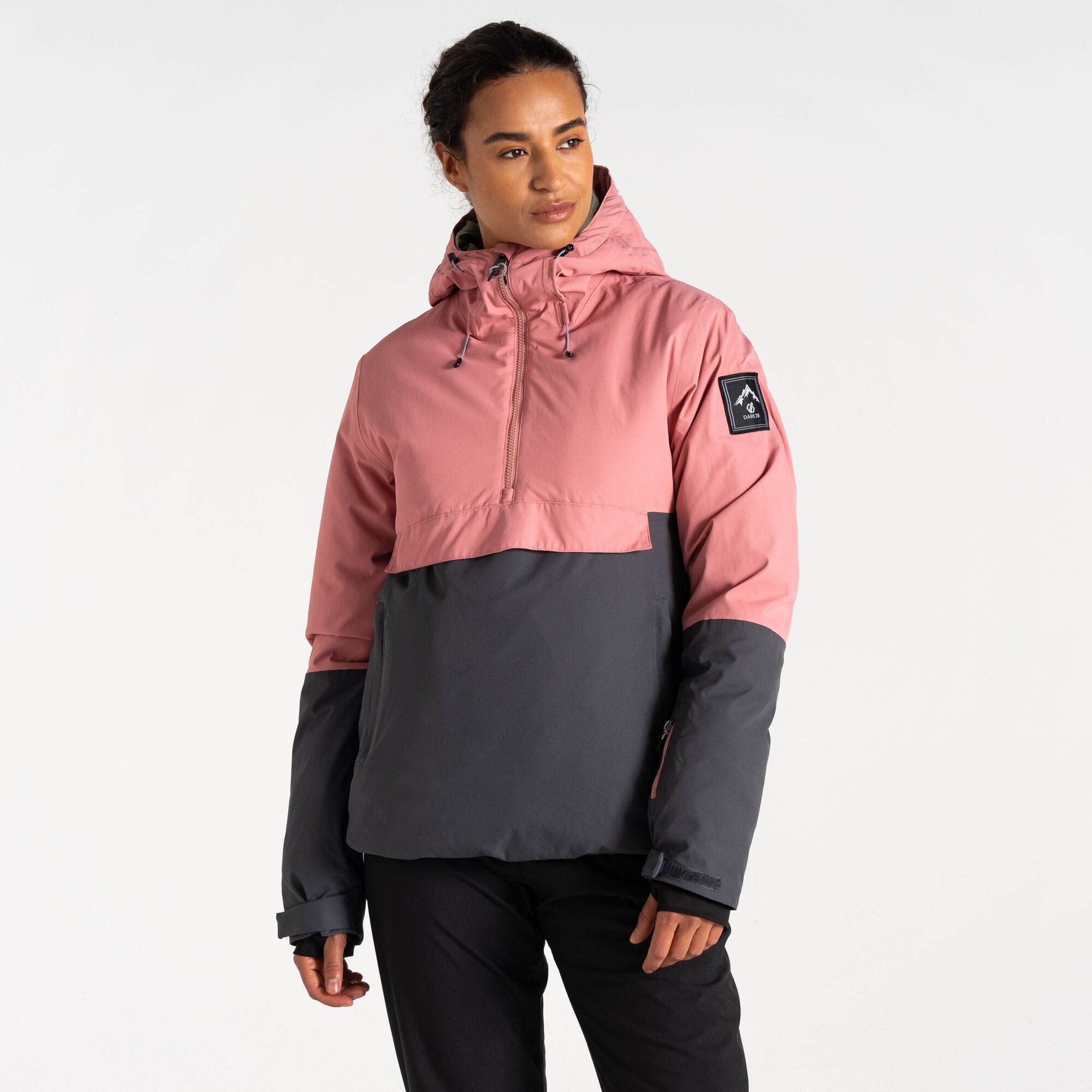 Dare 2b Women's Water-repellent Snowburst Overhead Ski Jacket Dusty Rose Grey, Size: 16