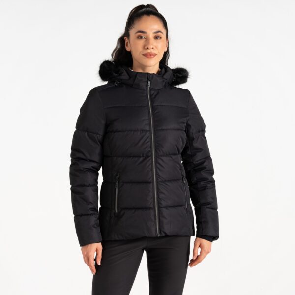 Dare 2b Women's Water-repellent Glamourize V Baffled Ski Jacket Black, Size: 10