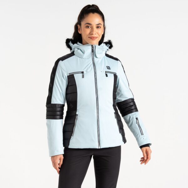 Dare 2b Women's Water-repellent Enlighten Ski Jacket Quiet Blue Black, Size: 6