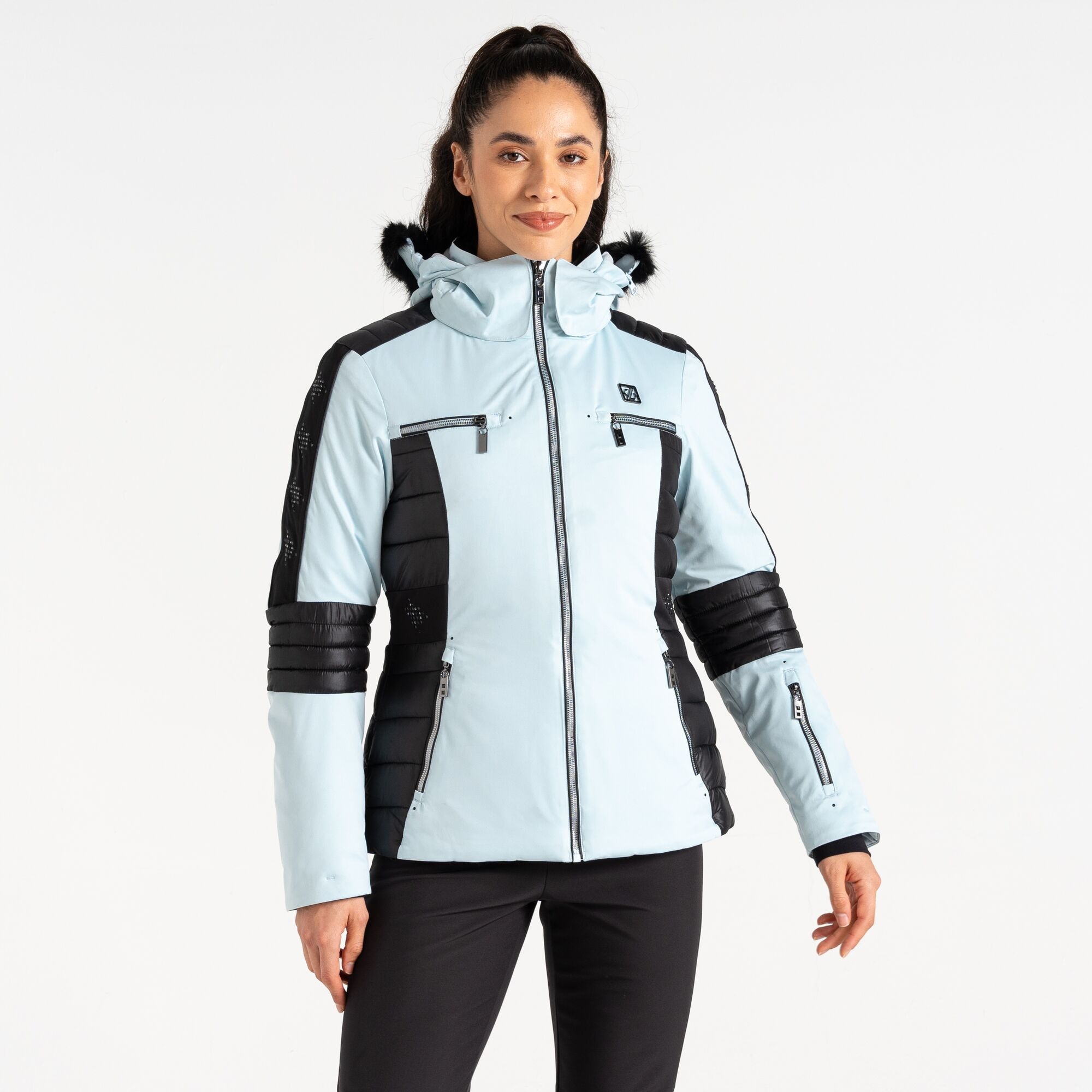 Dare 2b Women's Water-repellent Enlighten Ski Jacket Quiet Blue Black, Size: 6