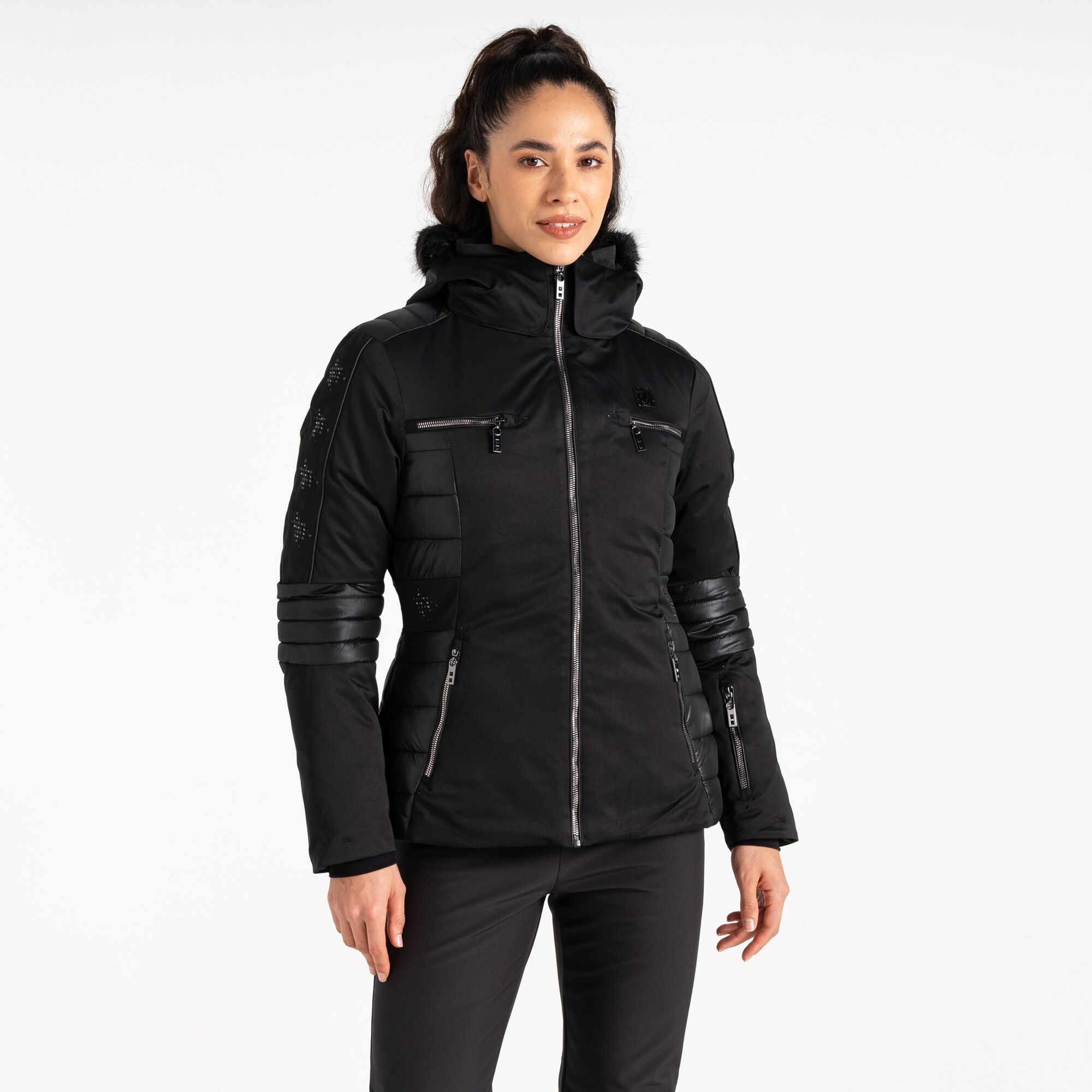 Dare 2b Women's Water-repellent Enlighten Ski Jacket Black, Size: 16