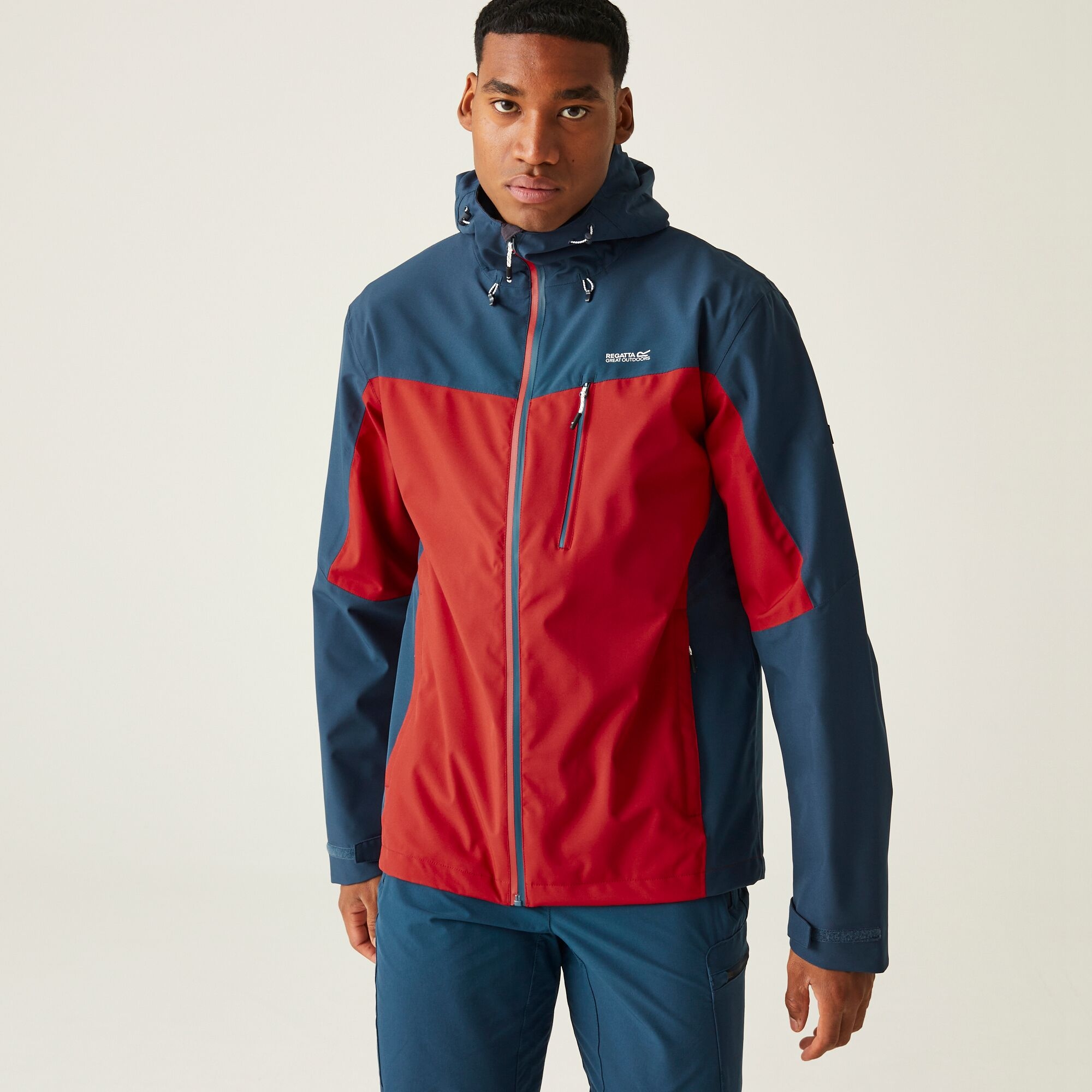Regatta Men's Breathable Birchdale Waterproof Jacket Danger Red Moonlight Denim, Size: S