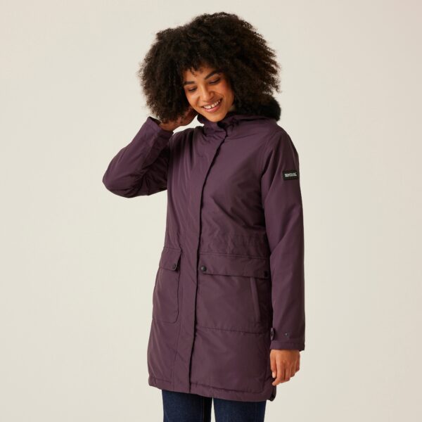 Regatta Women's Lightweight Sabinka II Fur Trim Parka Jacket Deep Plum, Size: 18