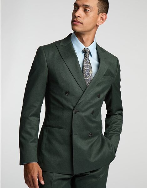 Alexandre Tailored Fit Forest Green Flannel Men's Suit Jacket