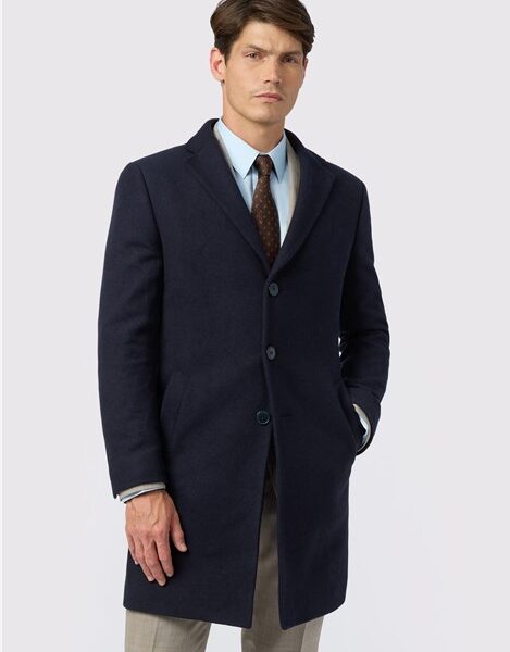 Alexandre Cashmere Blend Navy Blue Overcoat