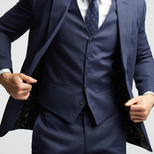 Alex Mens Linen Tailored Fit Suit Jacket - Navy - Size 50 Regular
