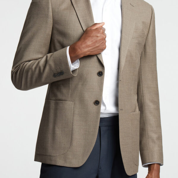 Alex Mens Hopsack Wool Blazer - Beige - Size 48 Regular