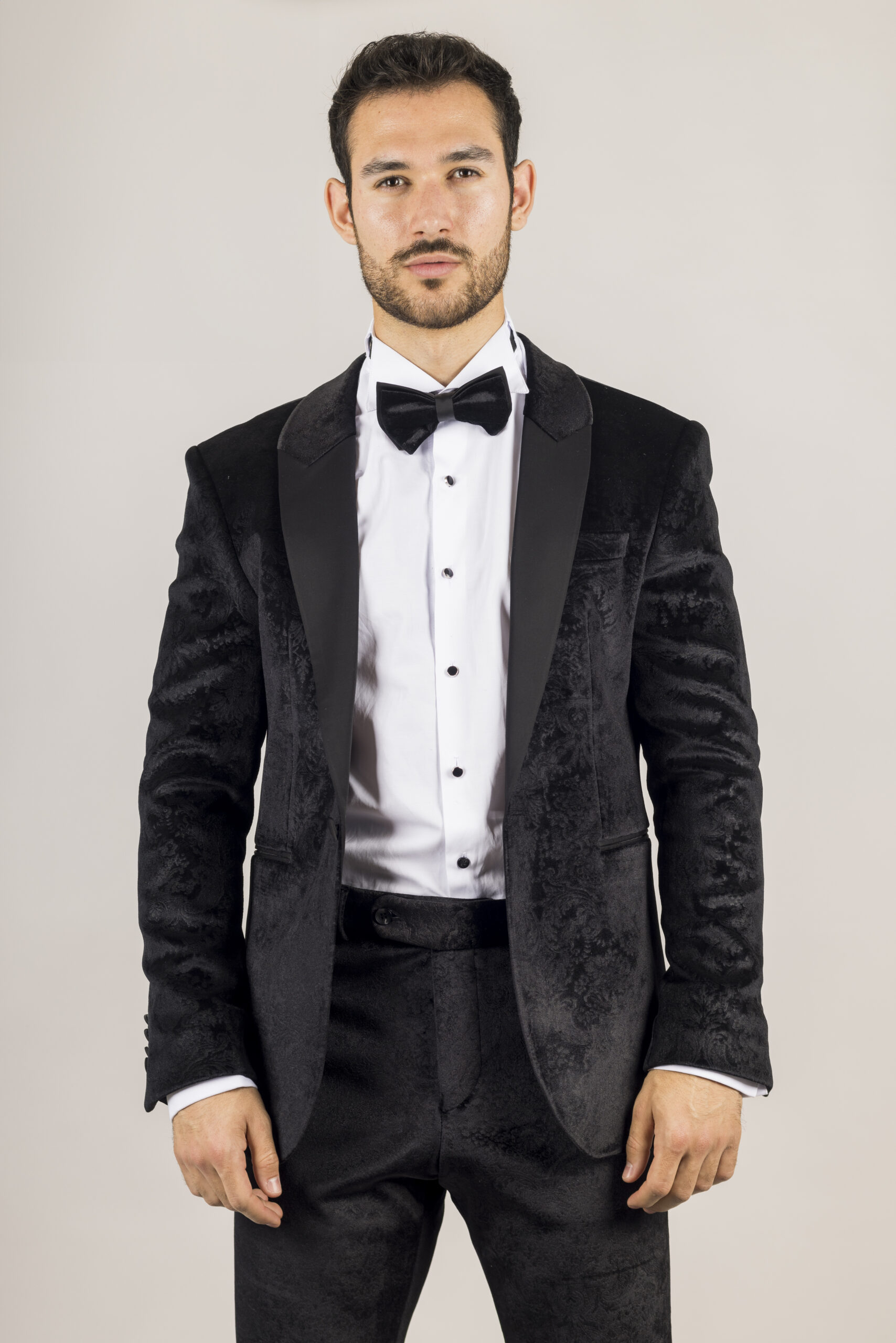 TruClothing Mens Black 3 Piece Velvet Wedding Tuxedo Formal Suit - Size 38" (Chest) 30" (Waist)