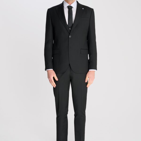 Carter & Jones Mens Edina 3 Piece Suit Set by in Black Viscose - Size 36 Regular