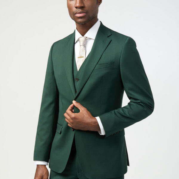 Alexandre Silver Label Mens Tailored Fit Italian Super 100''s Bottle Green Twill Jacket - Size 46 (Chest)