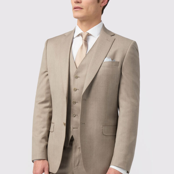 Alexandre Silver Label Mens Italian Stone Twill Tailored Jacket - Nude - Size 54 (Chest)