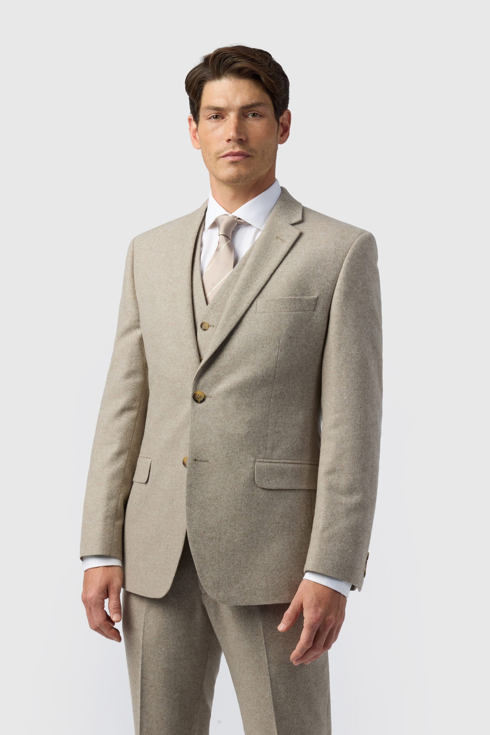 Alexandre Silver Label Mens Tailored Fit Donegal Jacket - Beige - Size 44 (Chest)