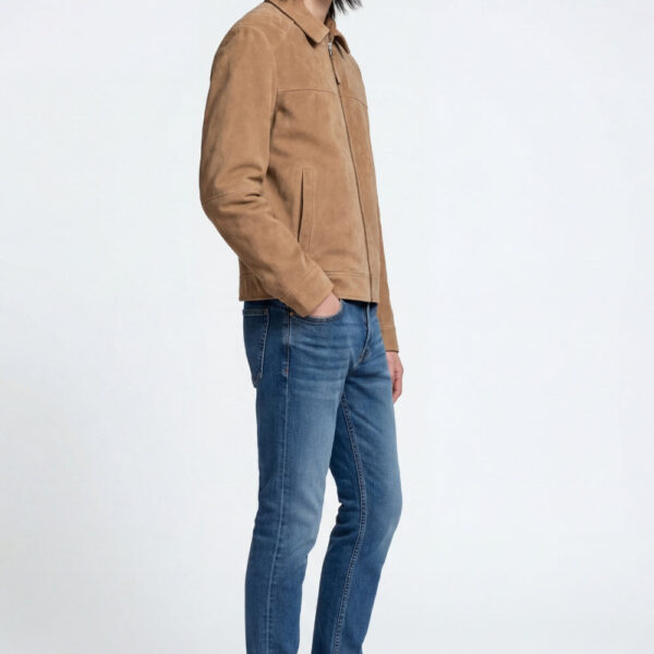 WESTON33 Mens Rowan Suede Jacket in Camel Leather - Size Medium