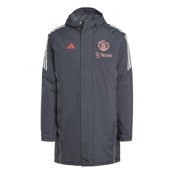 adidas Mens Manchester United Stadium Parka 24 25 in Carbon - Black - Size Large