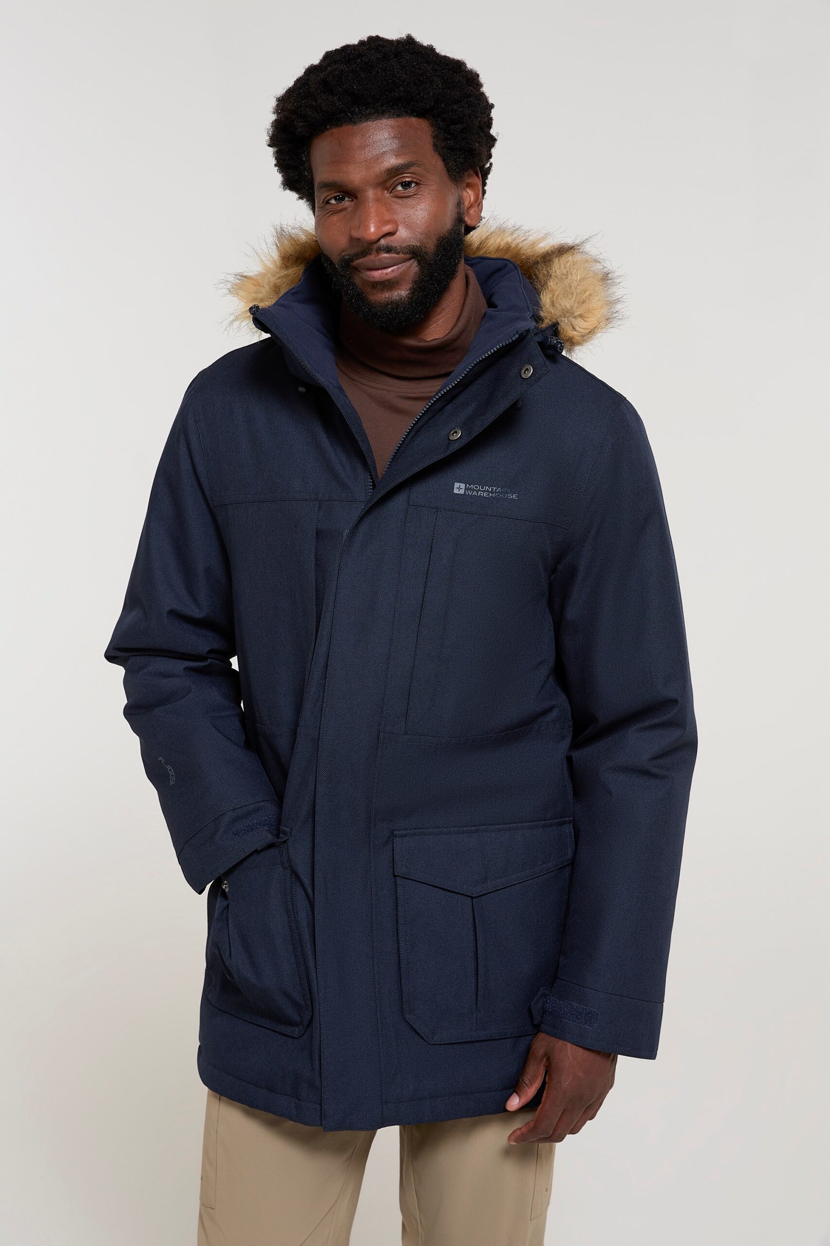 Mountain Warehouse 'Gorge' Mens Long Jacket Waterproof Breathable Warm Comfy Coat Navy - Size 2XS