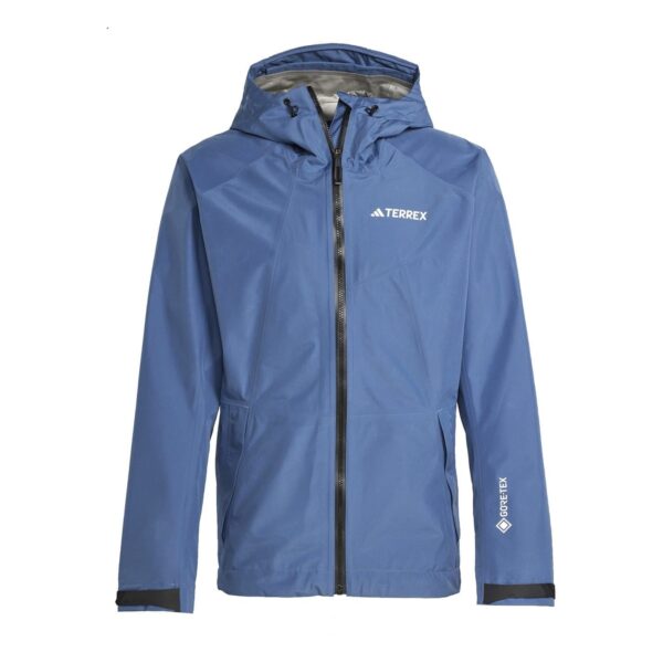 adidas Mens Gore Pac J Solid Patterned Rain Jacket with Zipped Pocket in Blue - Size X-Small