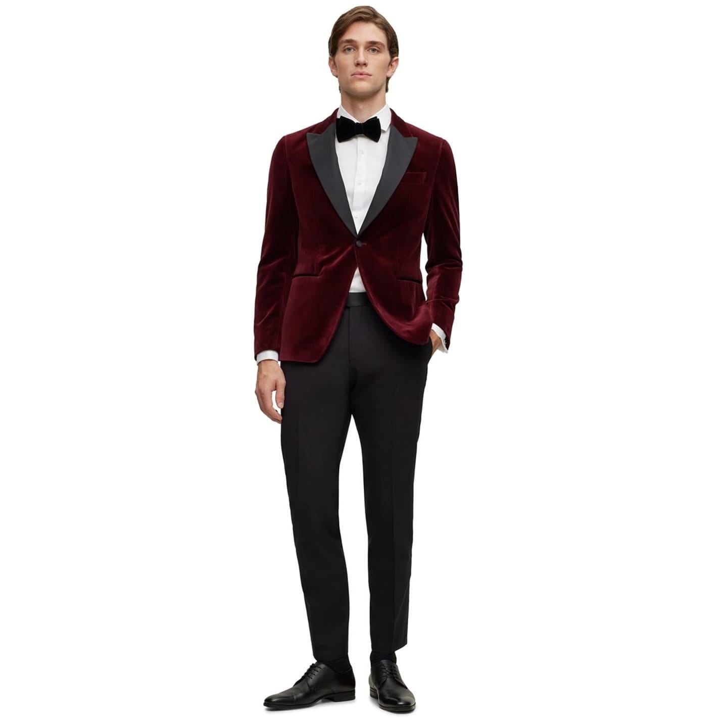 Boss Mens Hbb Hutson Tuxedo Jacket in Dark Red - Size 40 (Chest)