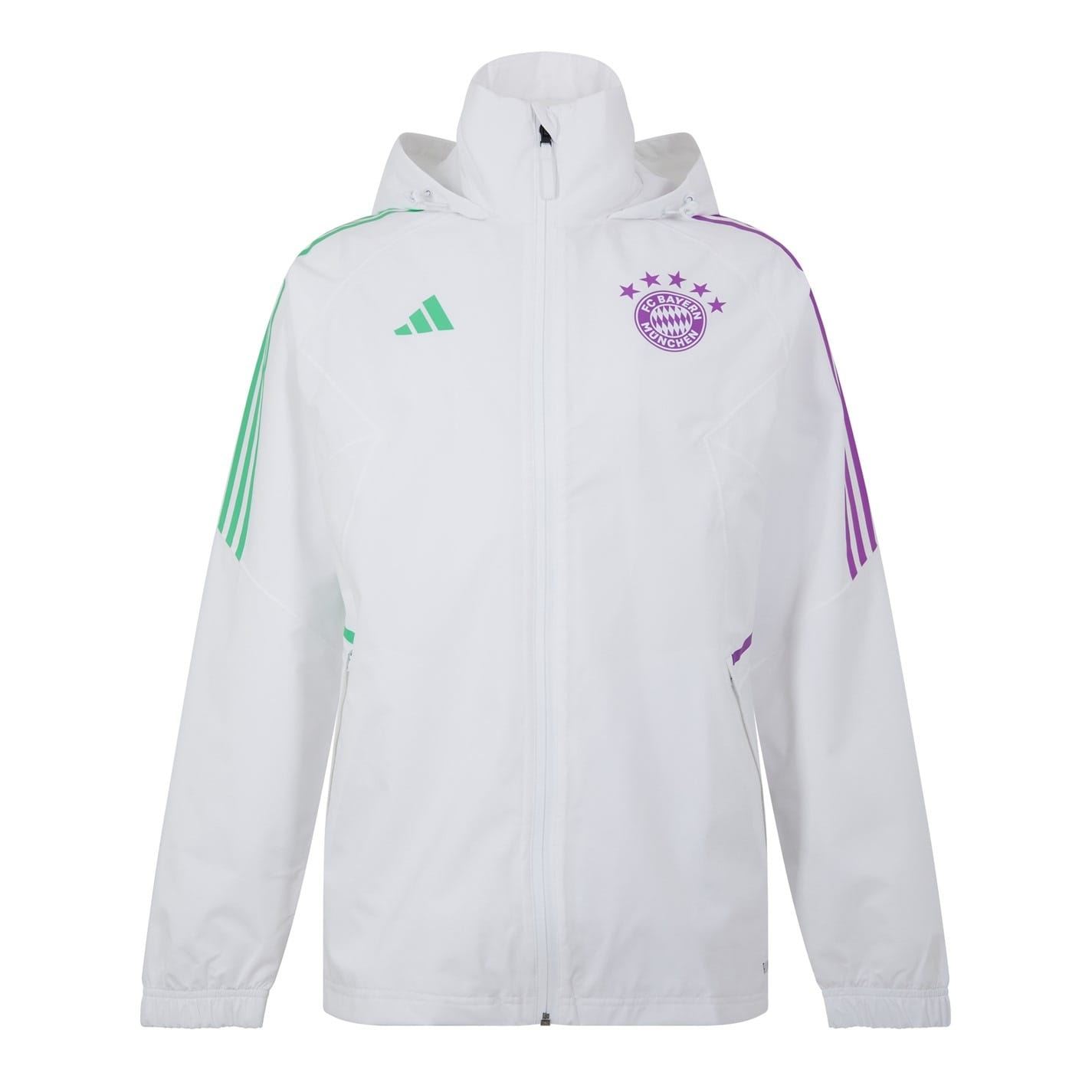 adidas Mens Fcb Rain Jacket in White - Size X-Small