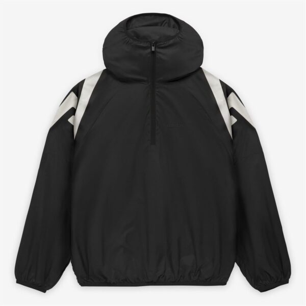 adidas Mens Geometric Patterned Hooded Anorak Jacket with Side Stripes in Black - Size Small