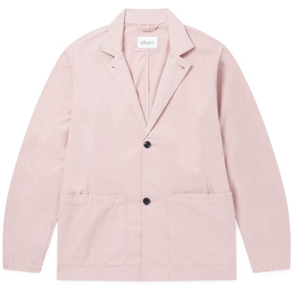 Albam Mens Solid Patterned Poplin Blazer in Washed Pink 051 - Size Small