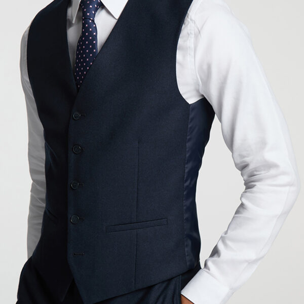 Alexandre Silver Label Mens Of England Slim Fit Flannel Waistcoat - Navy - Size 40 Regular