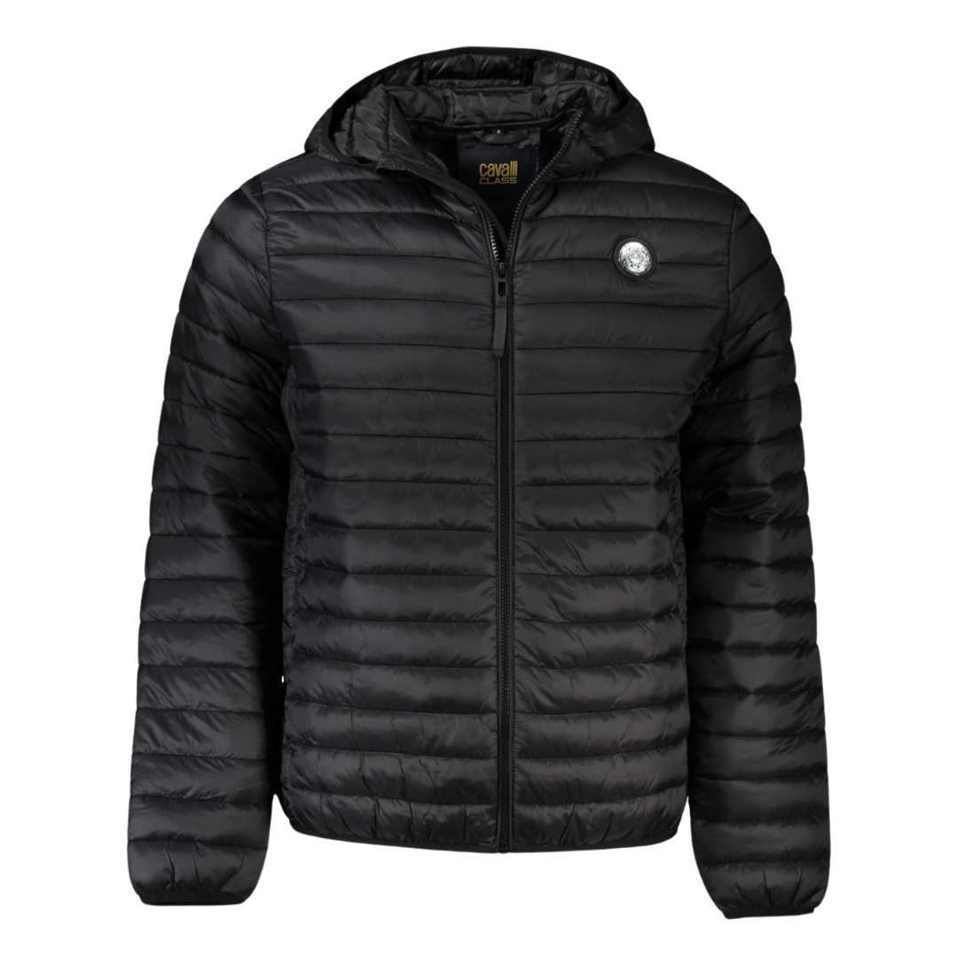 Cavalli Class Mens Plain Quilted Black Jacket - Size X-Large