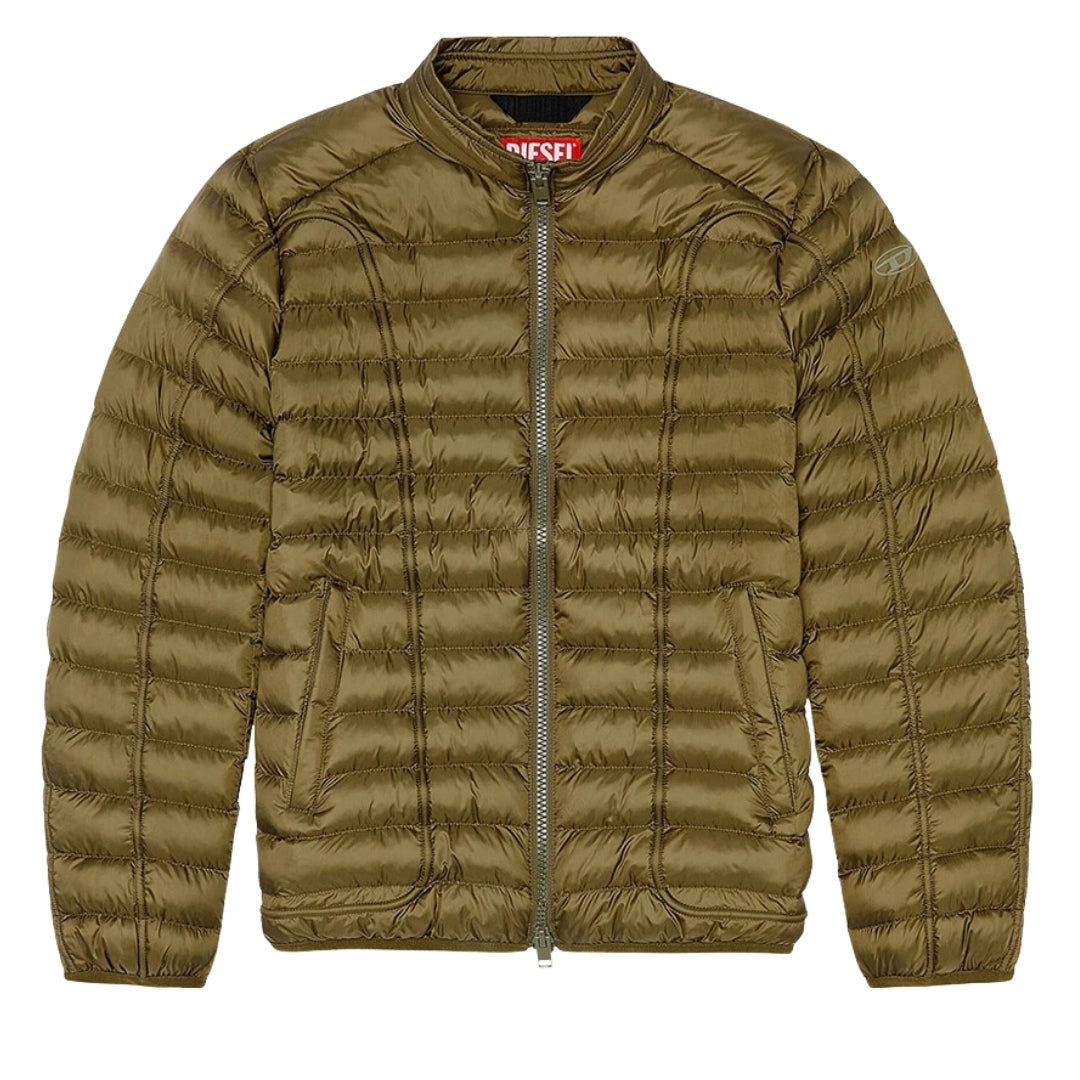 Diesel Mens Plain Green Padded Jacket - Size Small