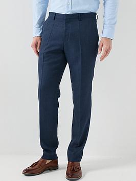 Boss H-Leon Linen Mix Suit Trousers - Navy