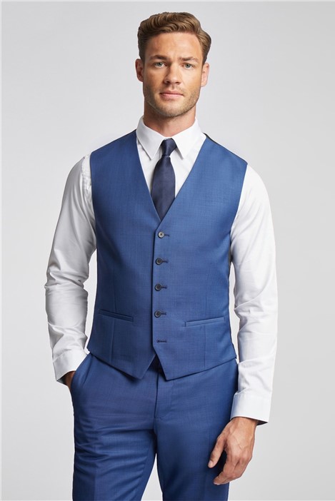 Ted Baker Slim Fit Cobalt Sharkskin Waistcoat