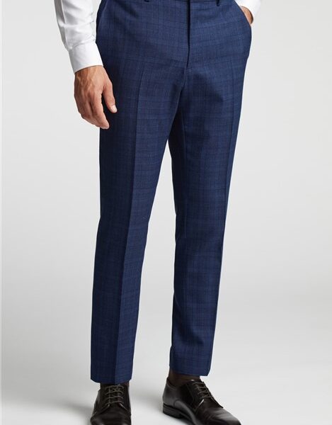 Ted Baker Slim Fit Navy Blue Soft Check Men's Trousers