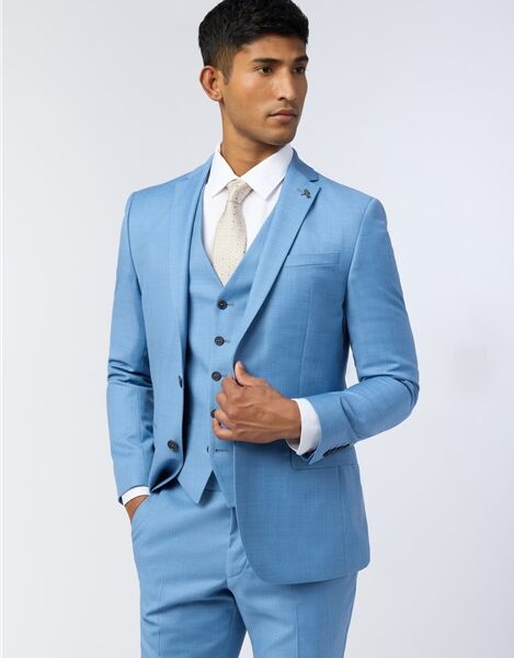 Ted Baker Slim Fit Tilson Blue Sharkskin Men's Suit Jacket