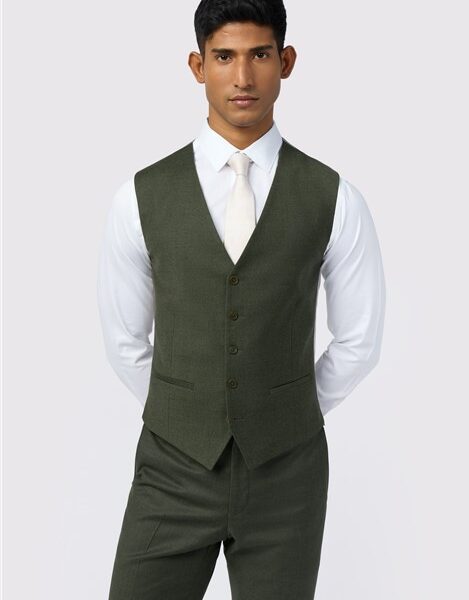 Ted Baker Slim Fit Lear Olive Flannel Waistcoat