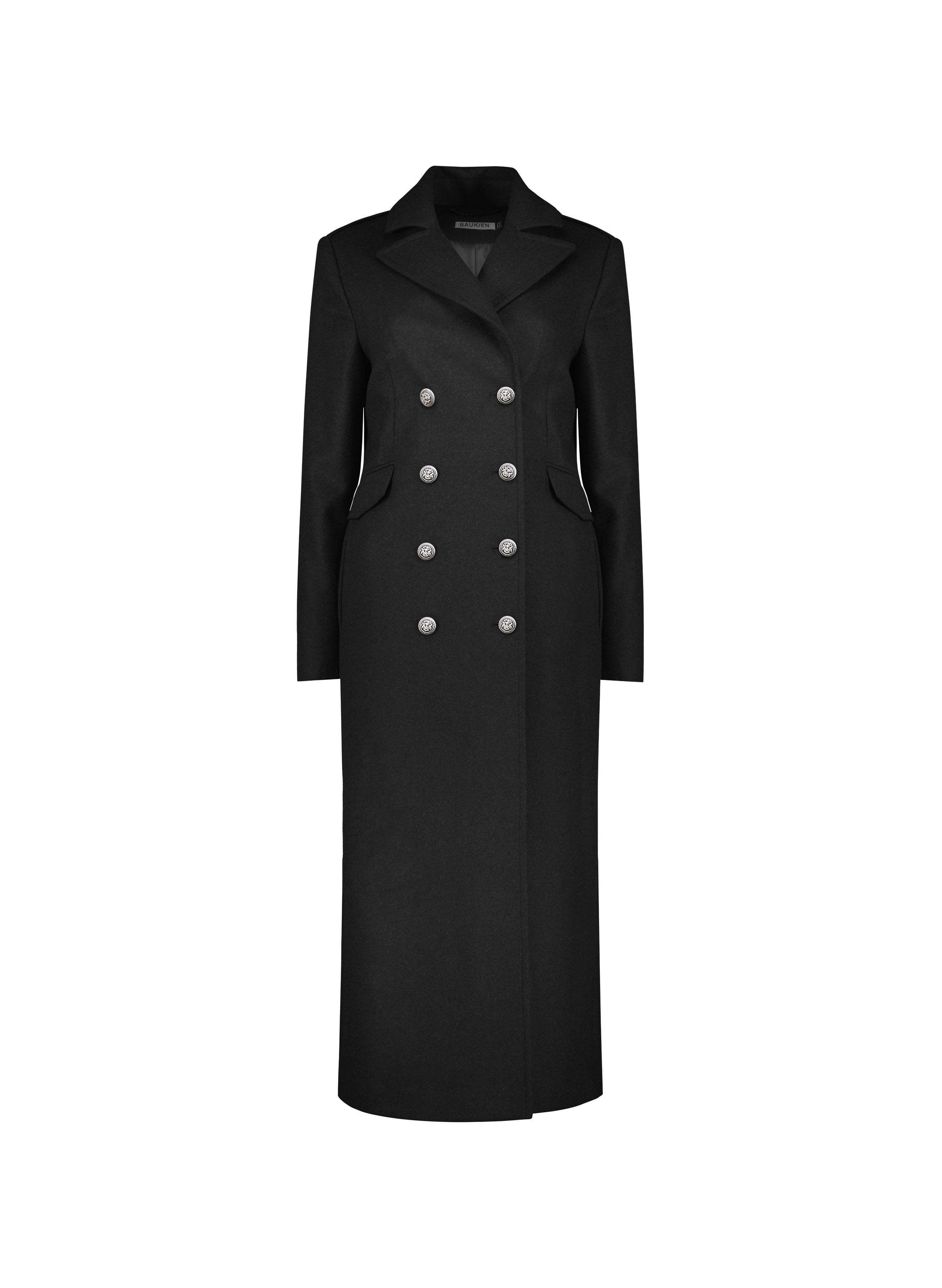 Baukjen Womens Inge Wool Blend Long Coat - Black - Size 16 UK