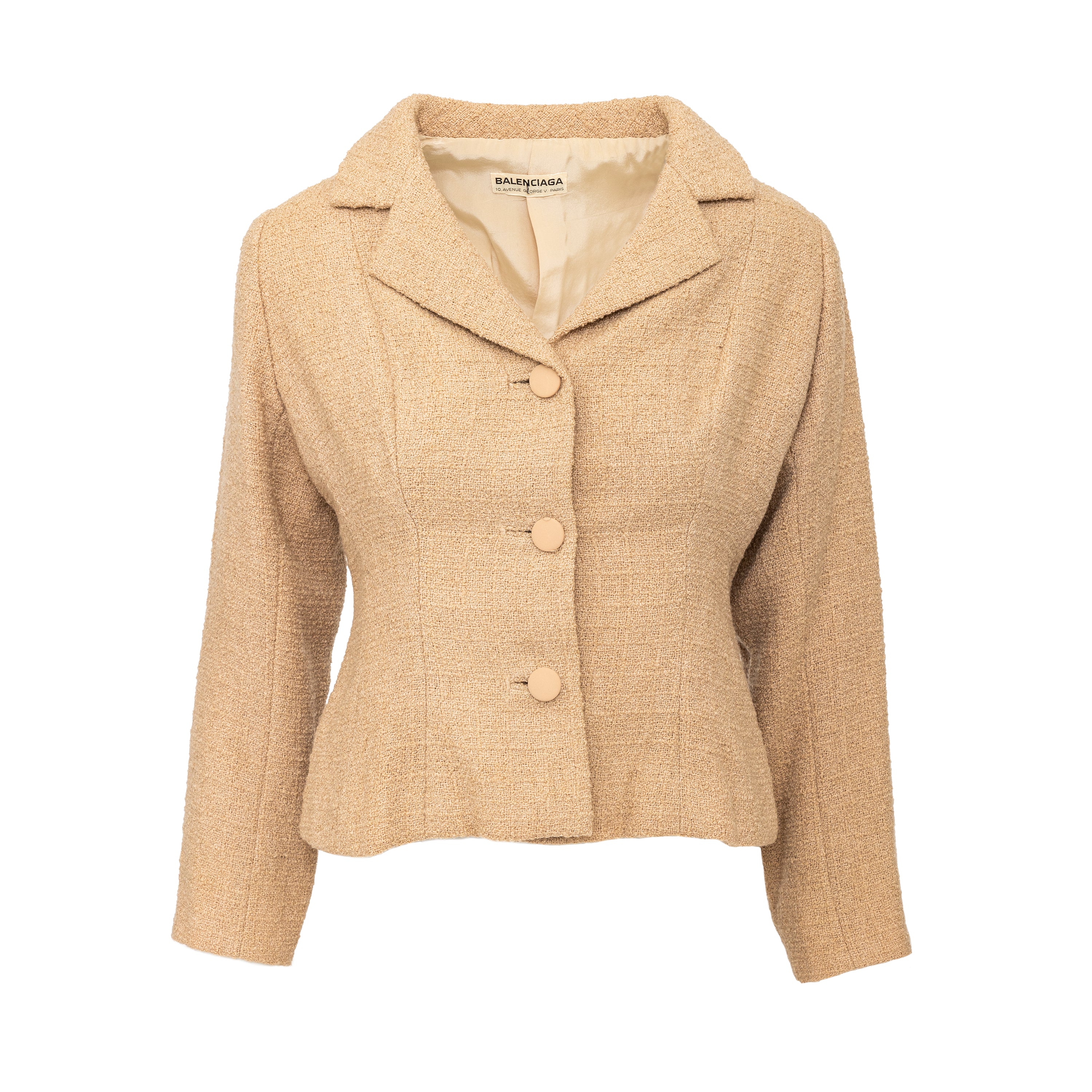 Balenciaga Pre-owned Womens Vintage Blazer - '50s - Beige Wool - Size X-Small/Small