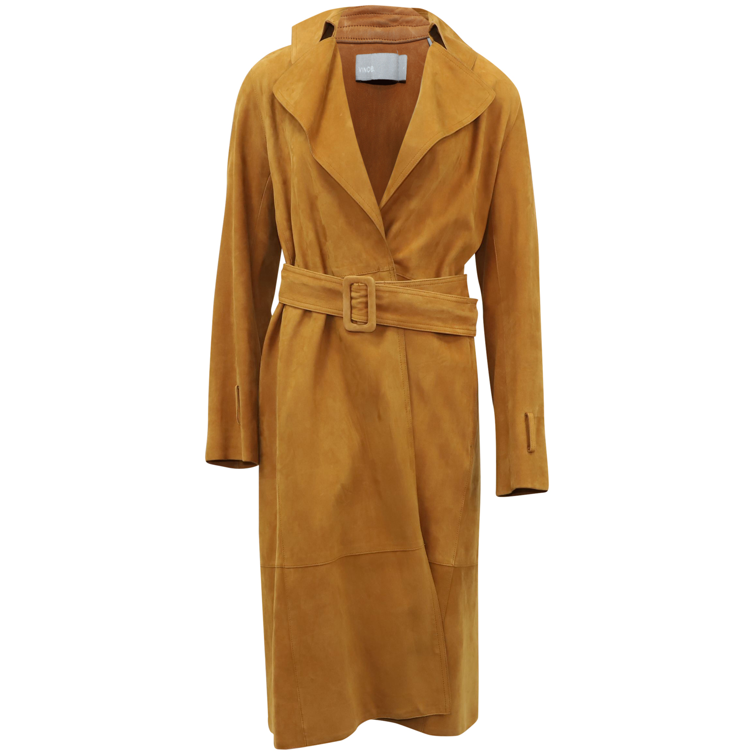 Vince Pre-owned Womens Classic Trench Coat in Brown Lamb Leather - Size Large