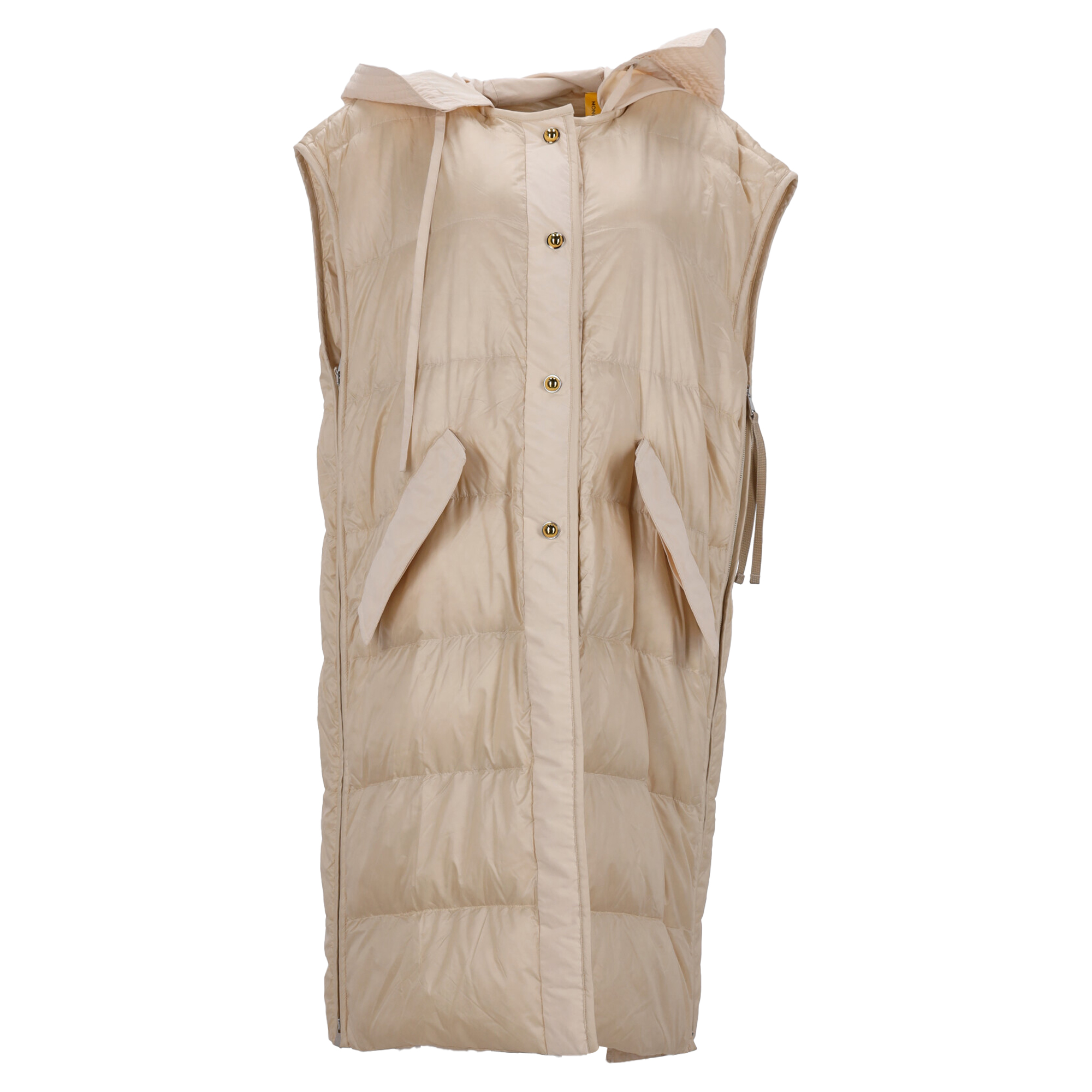 Moncler Pre-owned Womens Genius 2 1952 Camellias Long Vest in Beige Nylon - Size EU 38 (Womens)