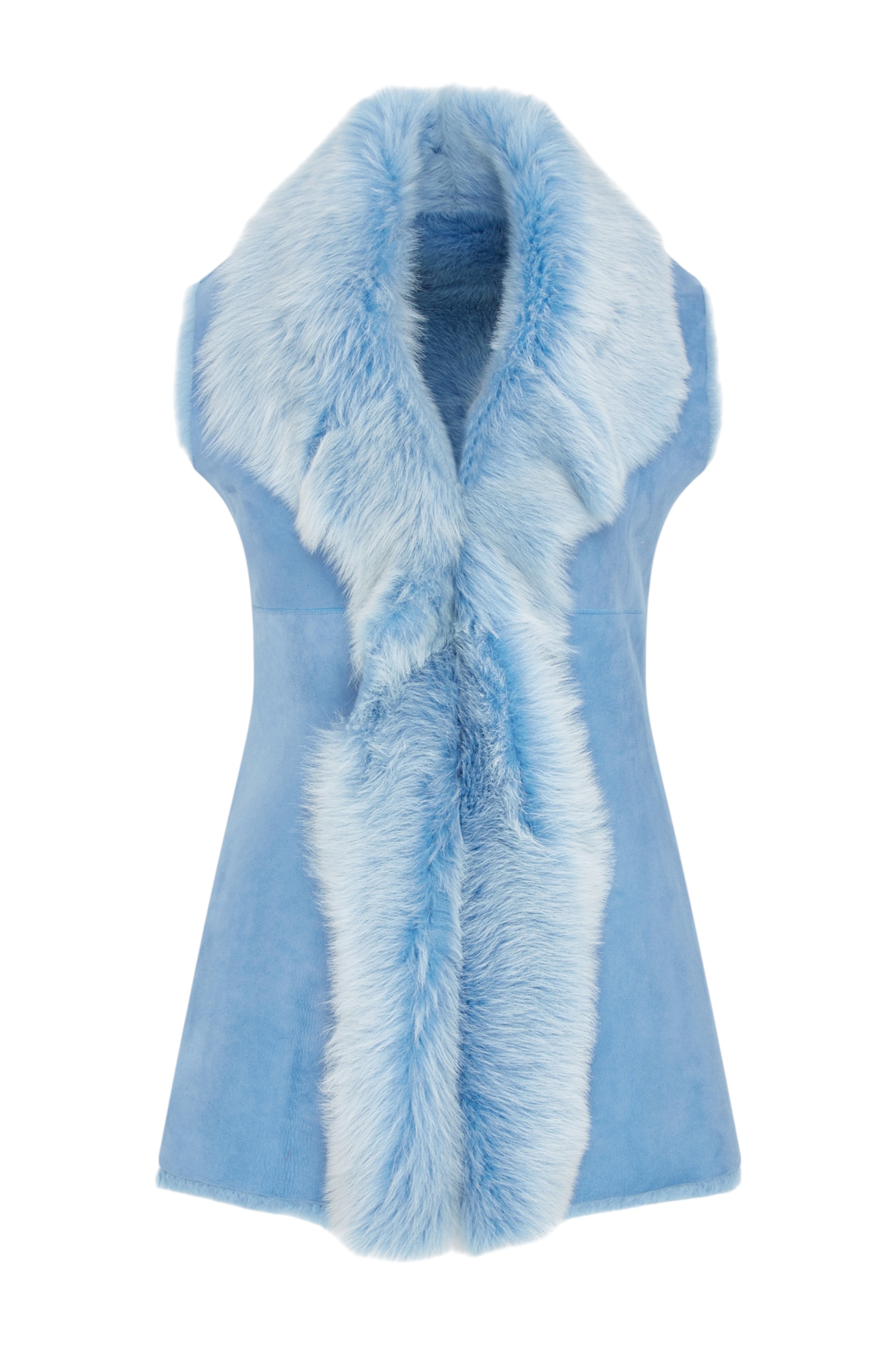 Infinity Leather Womens Female Blue Toscana Sheepskin Long Gilet-Sorocaba - Size 18 UK