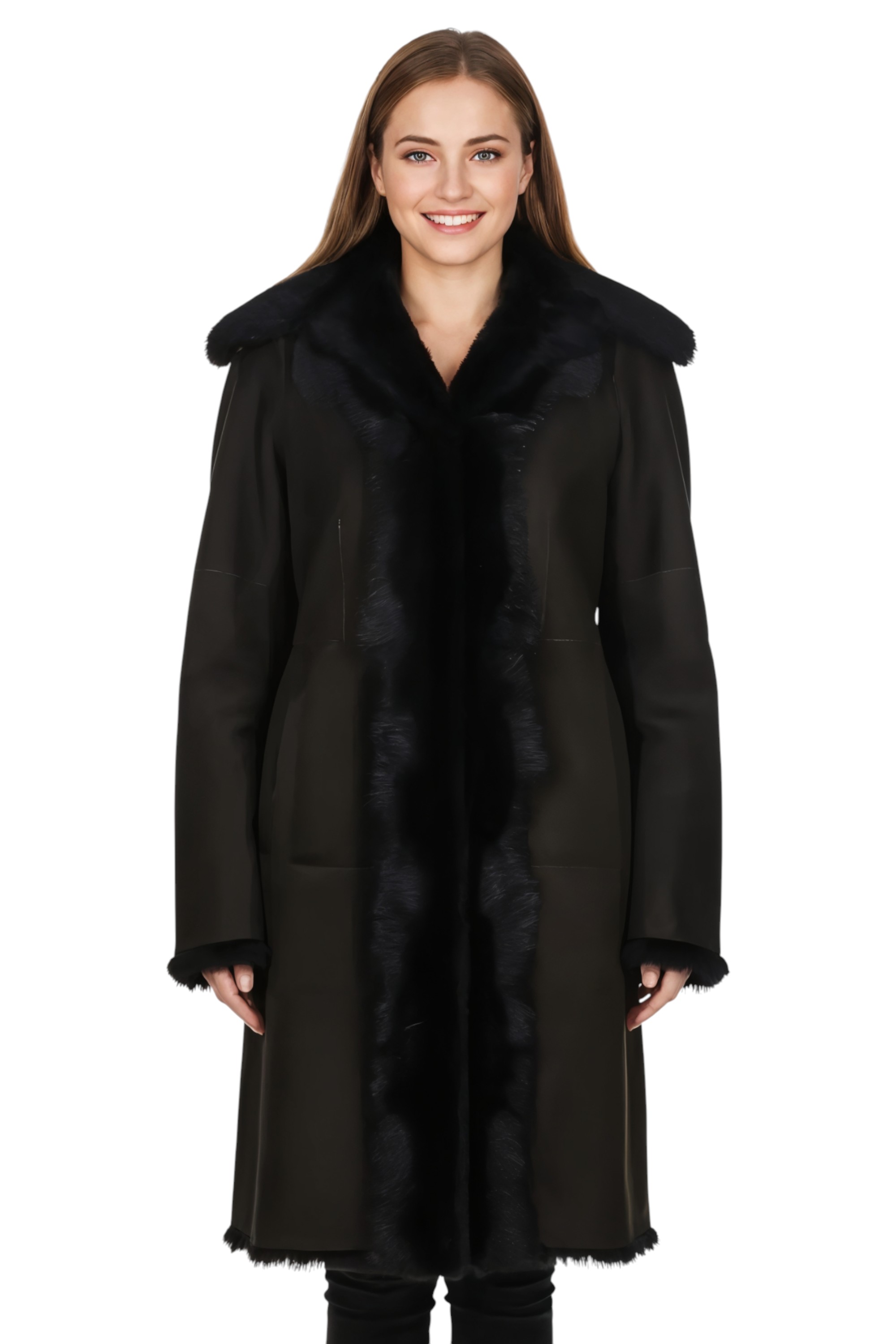 Infinity Leather Womens Brown Toscana Sheep Suede Trench Coat- Celeste - Dark Brown Sheepskin - Size 18 UK