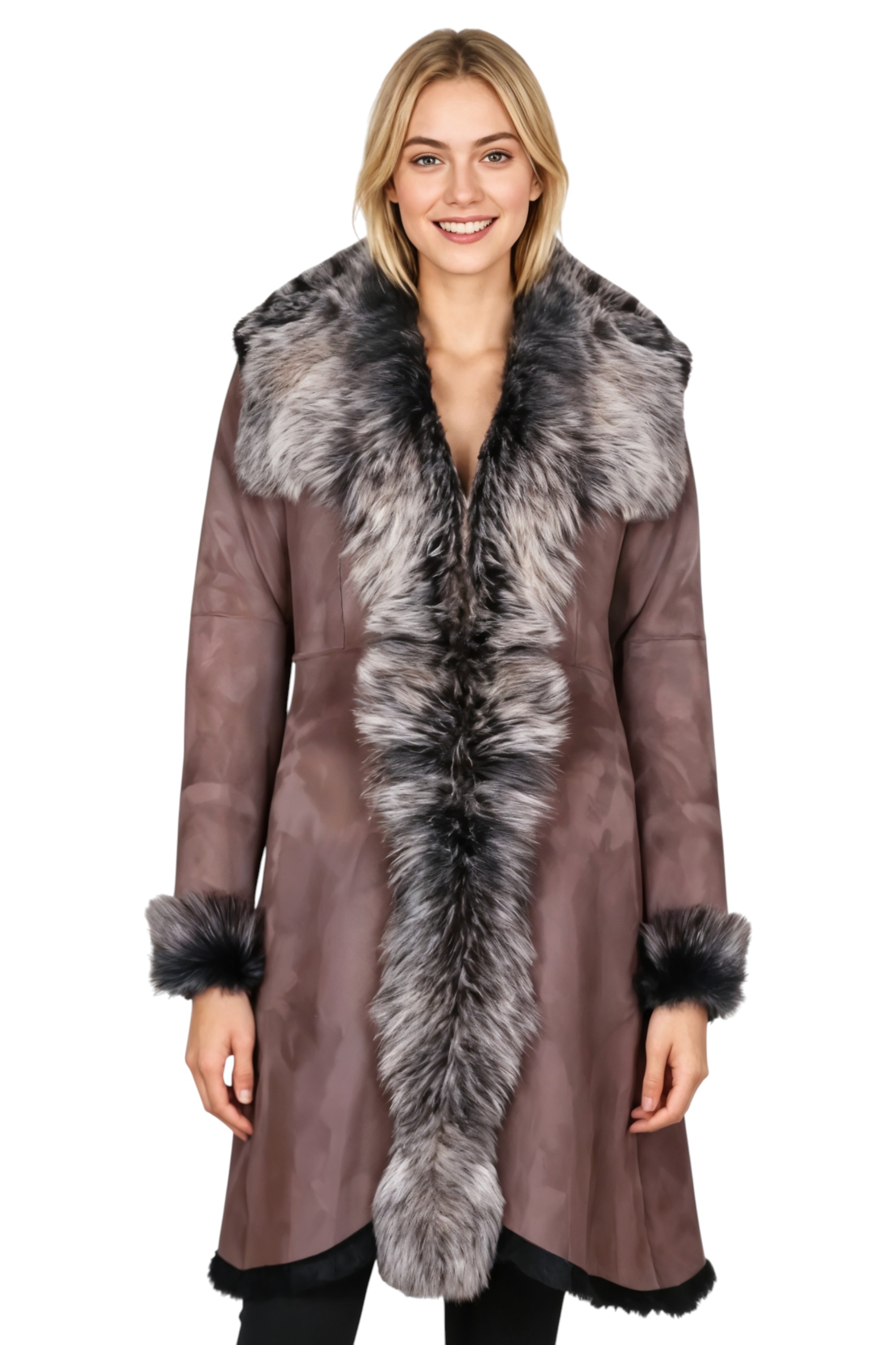 Infinity Leather Womens Brown Gold Toscana Sheep Suede Trench Coat- Celeste Sheepskin - Size 20 UK