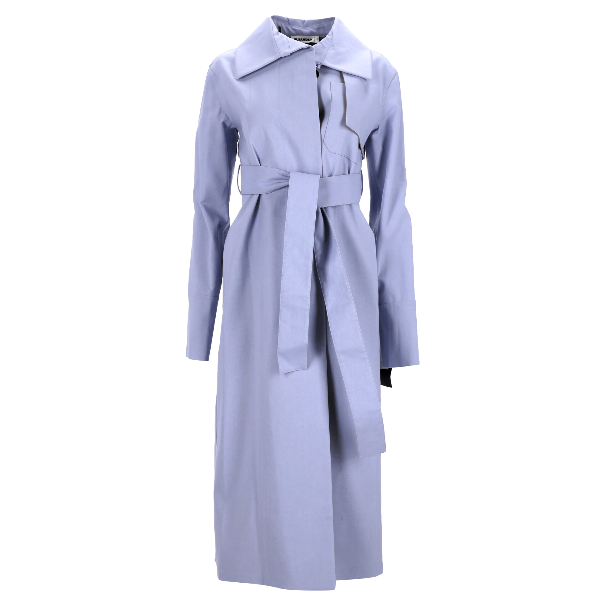 Jil Sander Womens Secured Button Belted Trench Coat in Purple Cotton - Size EU 32 (Womens)