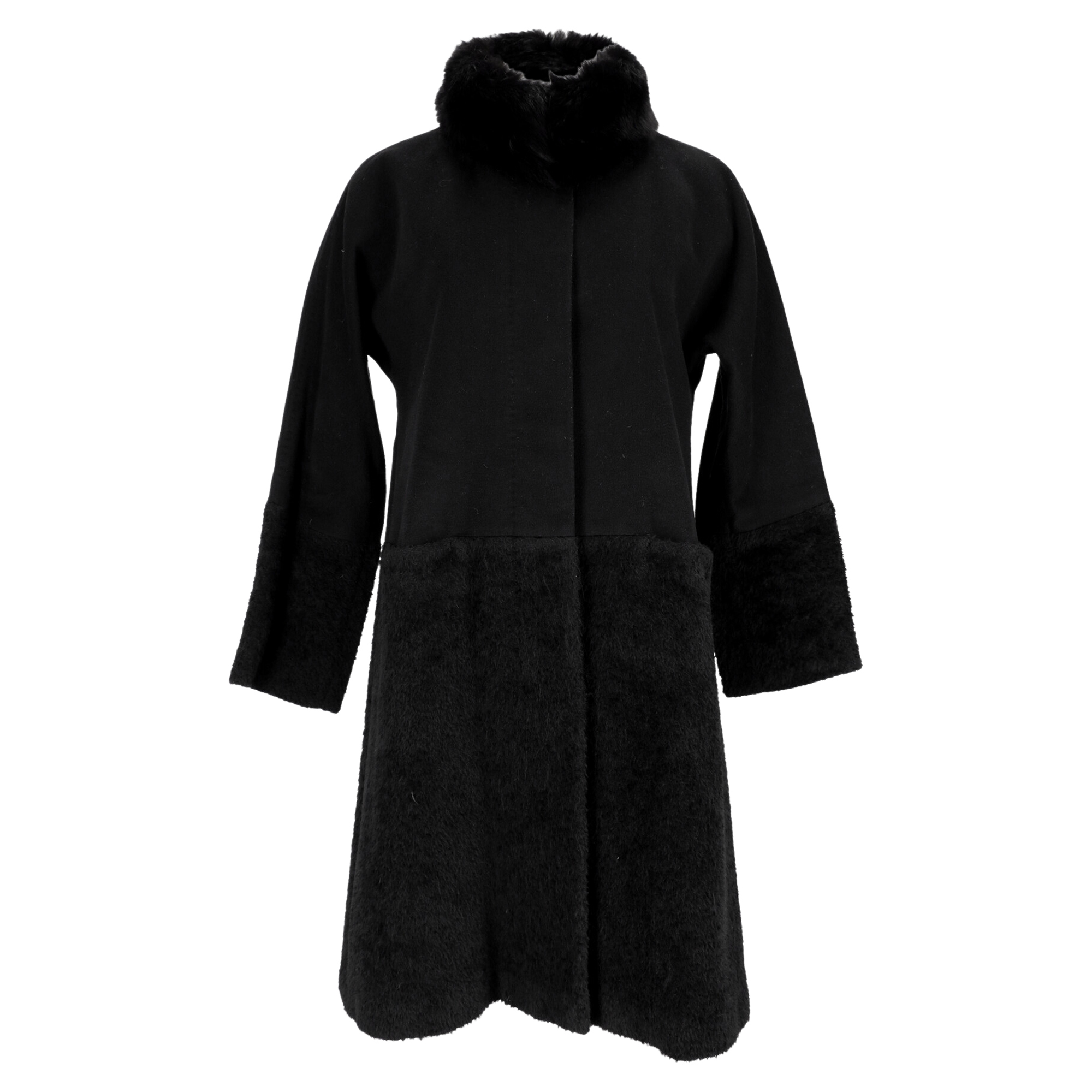 Max Mara Pre-owned Womens Max Studio Shear-Accent Hidden-Buttoned Coat in Black Wool - Size EU 36