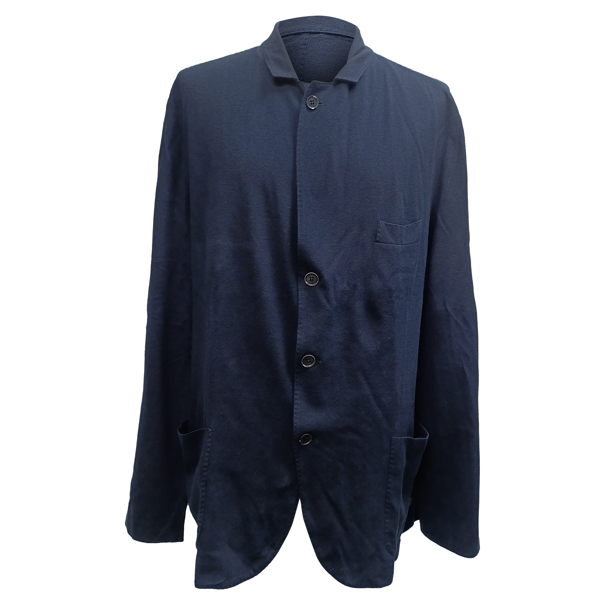 Loro Piana Pre-owned Womens Single-Breasted Blazer with Pockets in Navy Blue Cotton - Size EU 46 (Womens)