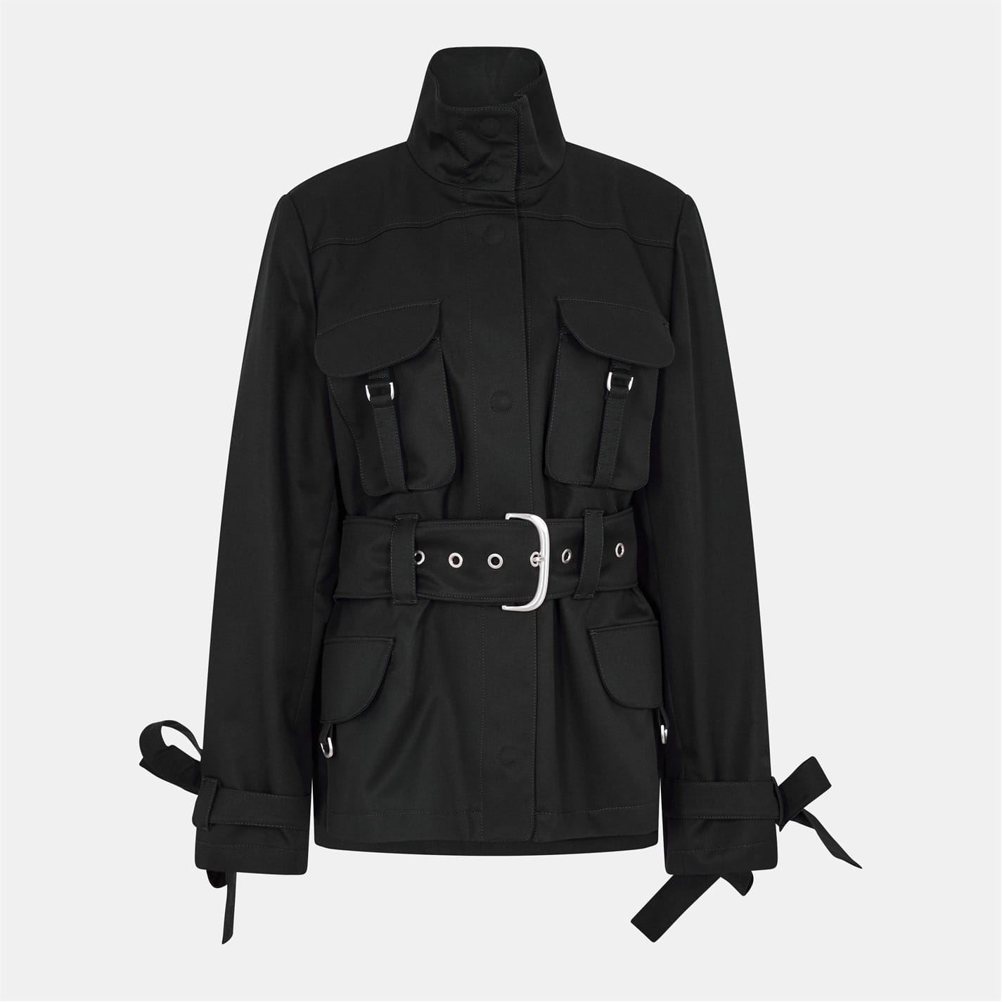 Off-White Womens Off White Solid Patterned Cargo Jacket in Black - Size 10 UK