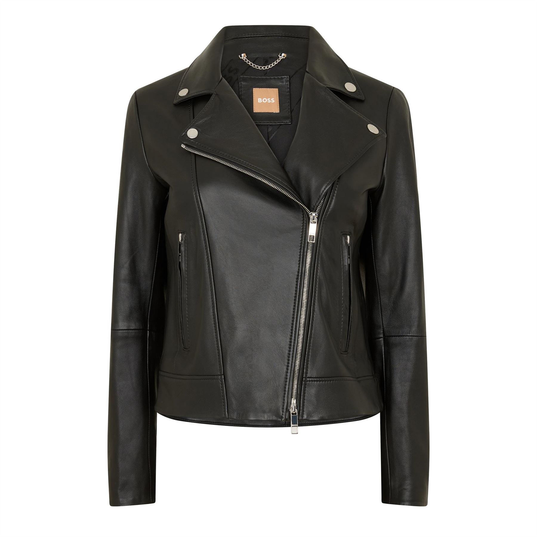 Boss Womens Sajin Leather Jacket in Black - Size 16 UK