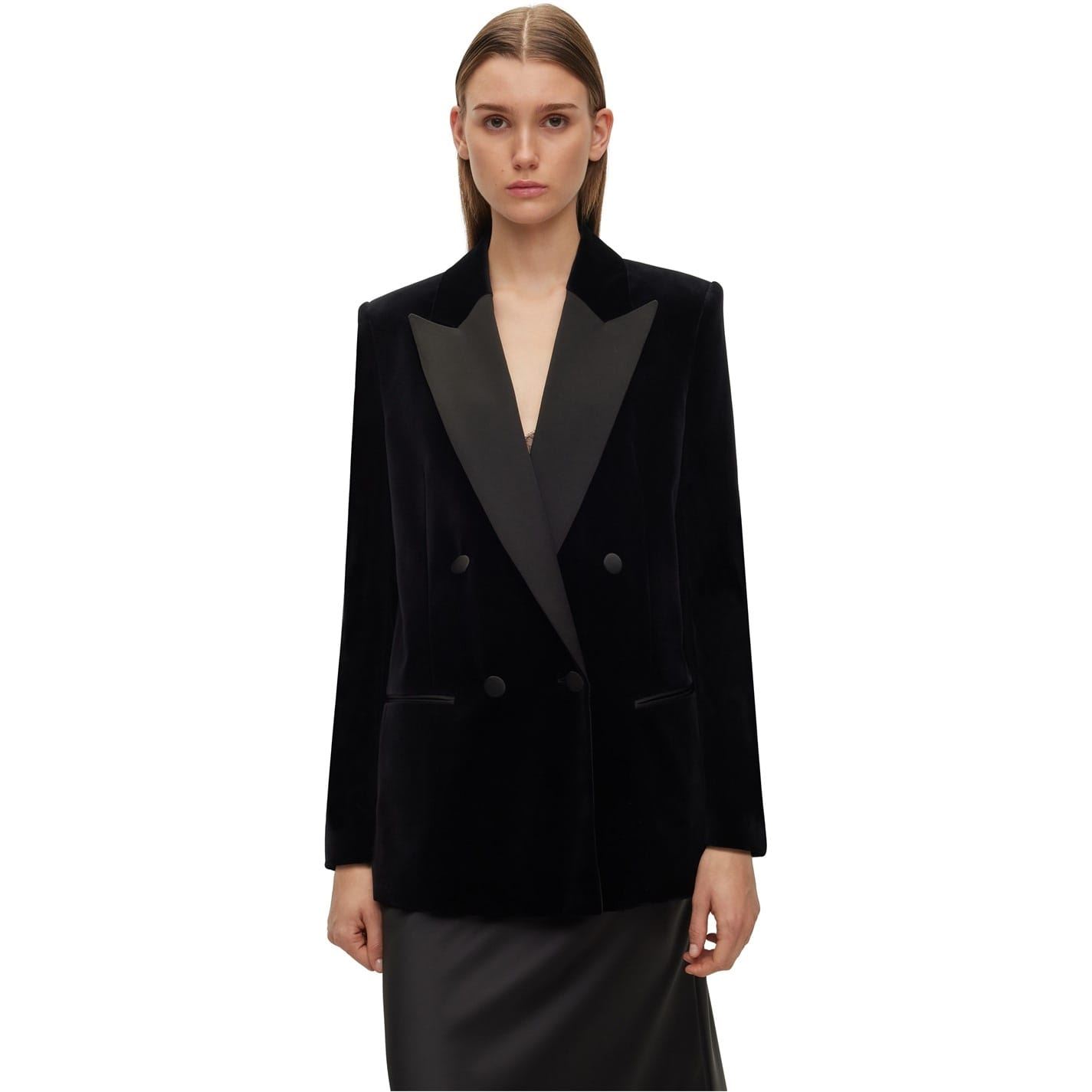 Boss Womens Jarmia1 Solid Patterned Blazer in Black - Size 6 UK